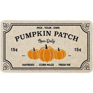 Fall Decor Door Mat 17x30 Inch Fall Farmhouse‎ Pumpkin Patch Indoor Floor Mat